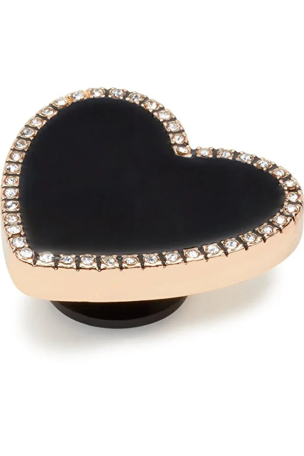 Crocs 10011084 Jibbitz Shoe Slipper Ornament Black Heart with Gold Outline