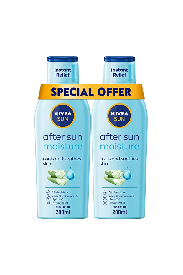 NIVEA SUN After Sun Moisturizing Sun Lotion, Aloe Vera & Avocado Oil, 200ml, Pack of 2