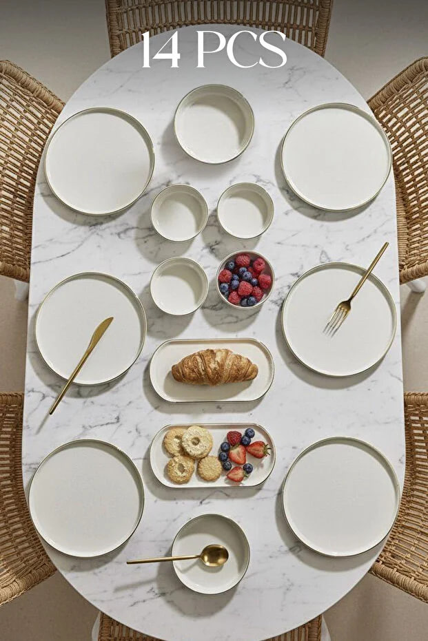 Kitchen Life Gold Gilded Breakfast Set Caotic Gold - Luxury Breakfast Presentation Set Plate