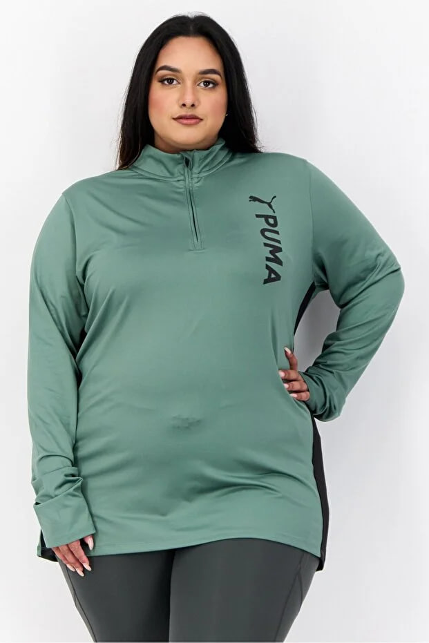 Puma Women Sportswear Fit Training Quarter Zip Sweatshirts, Eucalyptus