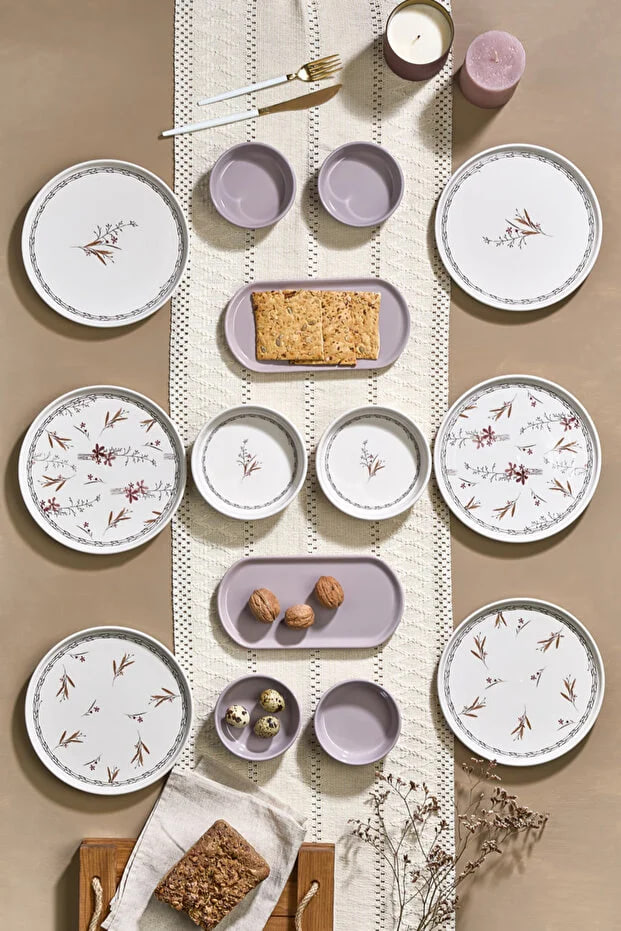 Kitchen Life 14 Piece 6 Seater Spring Branch Breakfast Set-Luxury Breakfast Presentation Set Plate